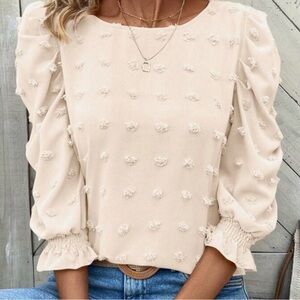 Elegant Cream Puff Sleeve Top